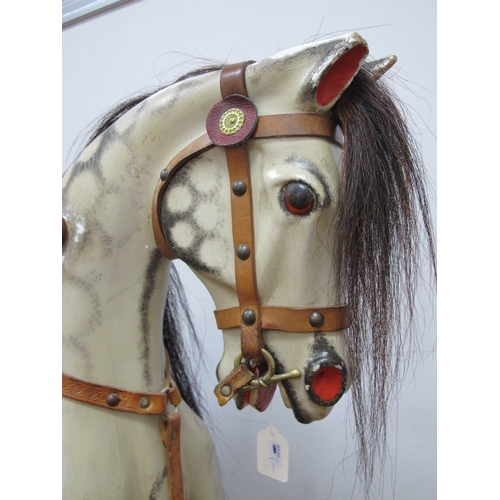 1329 - A Mid/Late XX Century Rocking Horse, in dapple grey coat and brown mane and plaited tail, mounted on... 