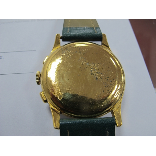 163 - Actua Geneve; A Vintage Gold Plated Cased Chronograph Gent's Wristwatch, the signed dial with Arabic... 