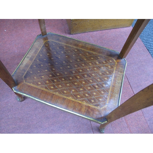 1490 - A XX Century Kingwood Side Table, with a gilded gallery and rouge marble top, single drawer on shape... 