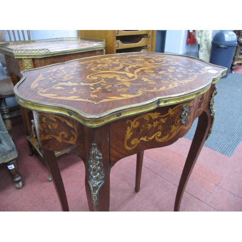 1489 - A XX Century French Kingwood Occasional Table, with marquetry 'C' scroll and foliate top, single dra... 