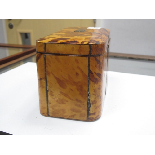 1211 - An Early XIX Century Tortoiseshell Tea Caddy, of rounded rectangular form with inset cartouche to th... 