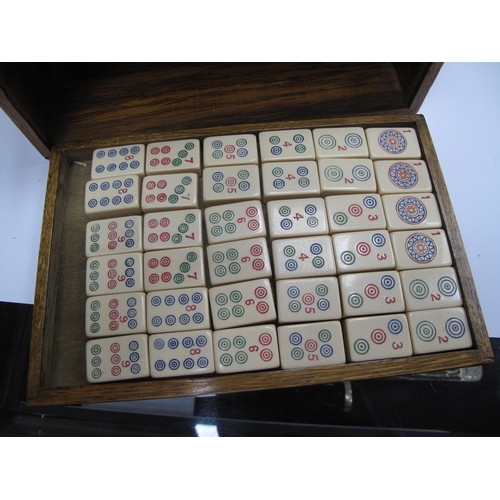 1137 - A Chad Valley Co Ltd Mah-Jong Set, the wooden case with five pull-out drawers containing composition... 