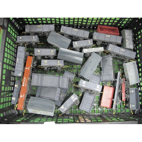 Approximately Thirty Kit Built "OO" Gauge Model Railway Rolling Stock Items, including open wagons,