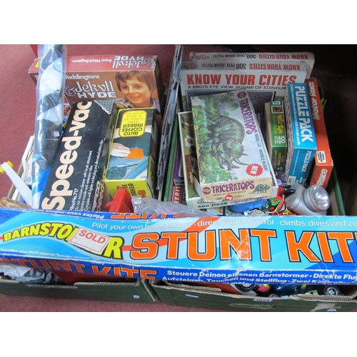 1034 - Waddington's Blockword and Go, Airfix Triceratops, Philmar jigsaws, stunt kite, Fisher Price telepho... 