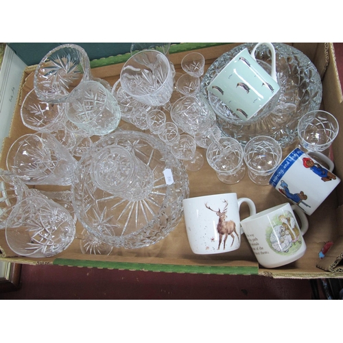 1049 - Cut Glass Ashtray, bowl, glass ware etc, mugs:- One Box.