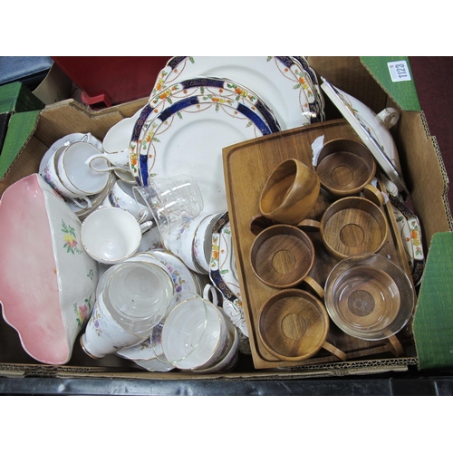 1123 - Maling Conch Shell Vase, Meakin Solway dinner ware, Sutherland tea are, Schott & Gen cups:- One Box.