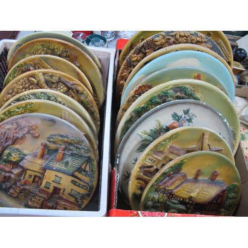 1127 - Plaster Circular Wall Plaques, including Bossons the widest, 37cm. (16)