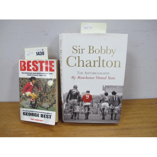 1430 - George Best and Bobby Charlton Autographs, each ink signed (unverified) on a copy of their respectiv... 