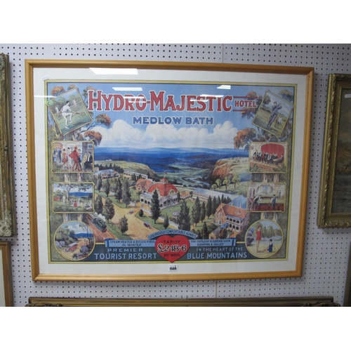 1508 - A Framed Advertising Poster Showing the 1920's Version of the Hydro-Majestic Hotel, Medlow Bath in t... 