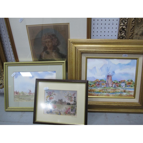 1517 - E,M Hawkins, Windmill Scene, original artwork on panel signed lower right, 19 x 24cm. Ron Brooks 'El... 