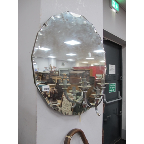 1549 - A Xx Centurt circular Wall Mirror,m with a scalloped edge, three branch chrome electric wall light.