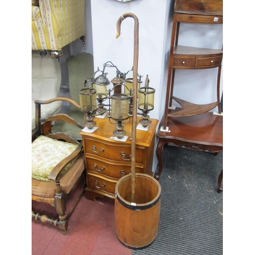 1550 - Spanish Style Five Branch Ceiling Light, pine stick stand, Shepherds crook. (3)