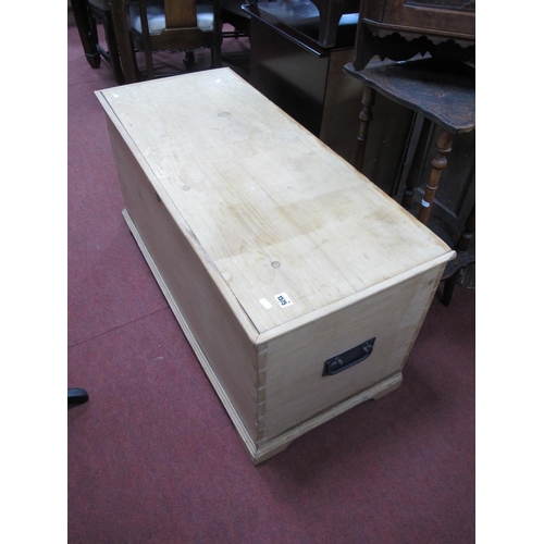 1575 - A XIX Century Pine Blanket Box, with a hinged lid, twin carrying handles on bracket feet, 108cm wide... 