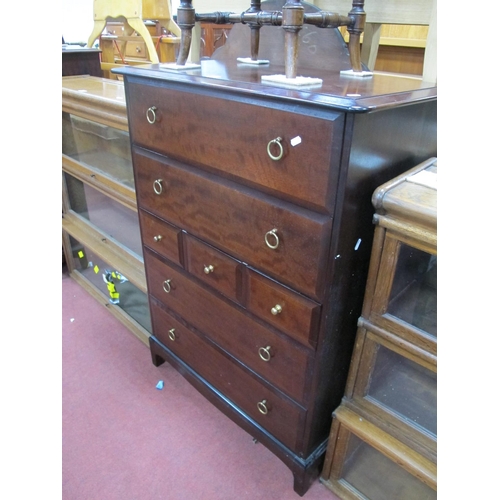 1598 - A Stag Tall Chest of Drawers, with four long, three small drawers, on bracket feet, 82cm wide.