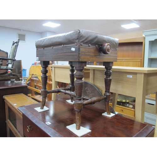 1599 - Marsdens Patent Leeds, Early XX Century Rosewood piano stool, with upholstered seat, twin knobs on t... 