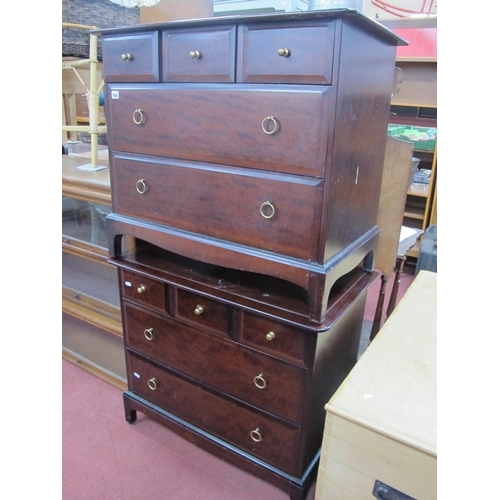 1601 - A Pair of Stag Mahogany Chest of Drawers, with three top drawers, two long drawers, on bracket feet.... 