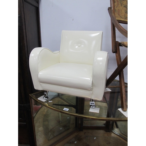 1656 - Sofine by Fiveline Child's Easy Chair, in white leatherette on splayed chrome legs, 47.5cm wide.