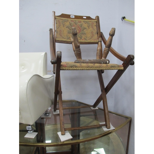 1657 - An Early XX Century Folding Steamer Chair, together with a XIX Century stool with turned supports. (... 