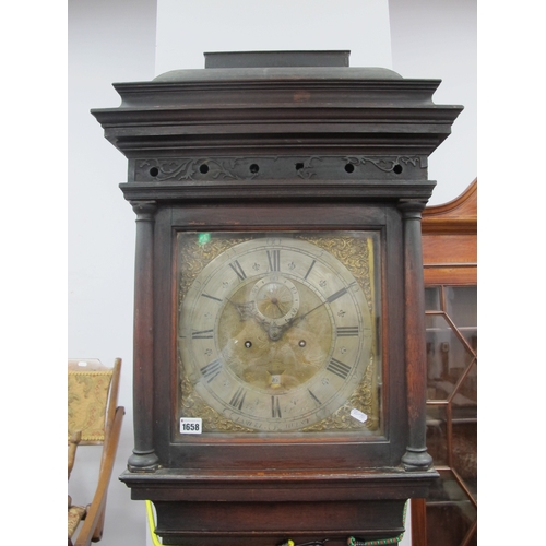 1658 - An XVIII Century Oak Eight-Day Longcase Clock, (Banjamin Reeves Lamberhurst), with stepped top, squa... 