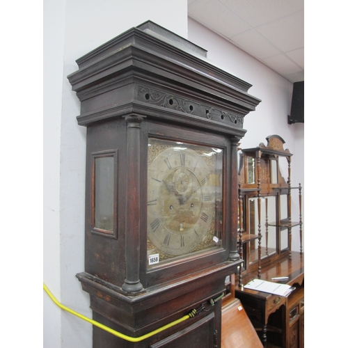 1658 - An XVIII Century Oak Eight-Day Longcase Clock, (Banjamin Reeves Lamberhurst), with stepped top, squa... 