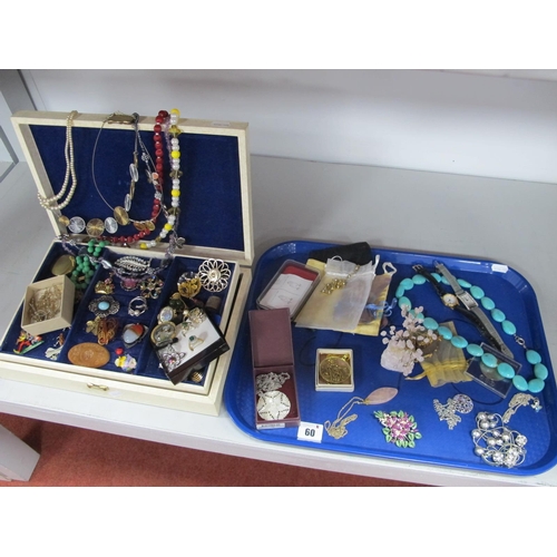 60 - A Mixed Lot of Assorted Costume Jewellery, including brooches, bead and other necklaces, dress rings... 