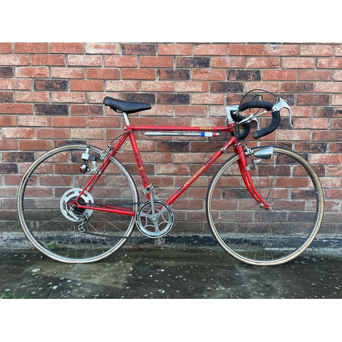 302B - A 1970's Raleigh ACE, 'Racing' Bicycle in Red, 5-speed Huret gears with original dynamo lighting.