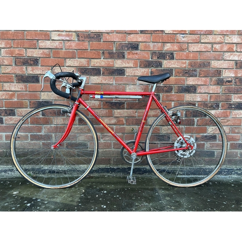 302B - A 1970's Raleigh ACE, 'Racing' Bicycle in Red, 5-speed Huret gears with original dynamo lighting.