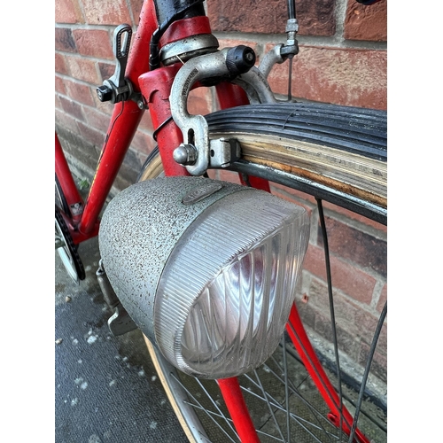 302B - A 1970's Raleigh ACE, 'Racing' Bicycle in Red, 5-speed Huret gears with original dynamo lighting.