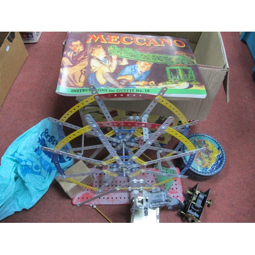 317 - A Part Completed Mecanno Ferris Wheel, fitted with electric motor and gearing, plus a small quantity... 