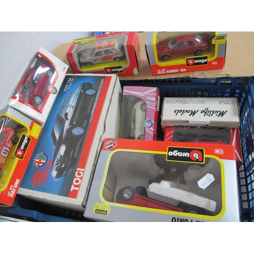 346 - Nine Diecast Model Cars, by Togi, Norev, Burago, Midlife Models, all with Italian car manufactures i... 