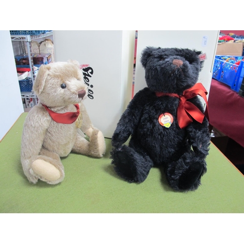 375 - Two Modern Collectable Steiff Teddy Bears, comprising of #663208 Teddy Bear Joshua , black 35cm, No ... 