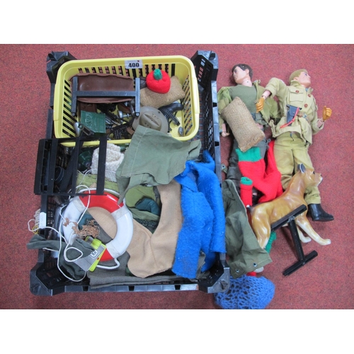 400 - Action Man Interest, to include two Palitoy Action Man figures, both with flock hair (both displayin... 