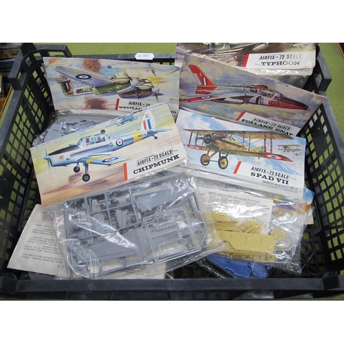 452 - Ten Vintage Bagged Plastic Model Aircraft Kits by Airfix, to include Folland Gnat, Gladiator MKI, Ty... 