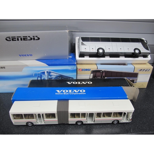 574 - Five Diecast Model Coaches, by Corgi, NZG, King Long and other to include NZG 1:50th Scale Volvo 'Be... 