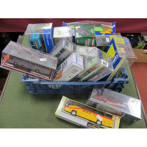 577 - Fourteen Diecast Model Buses, by Corgi, EFE, Cursor-Modell and other, including original Omnibus 1:7... 