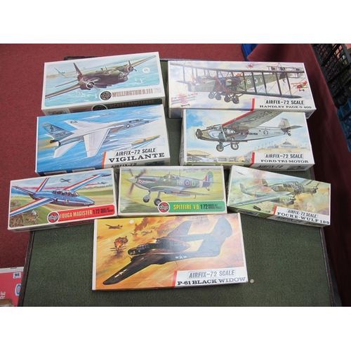 585 - Eight Airfix 1:72nd Scale Plastic Model Aircraft Kits, to include #492 Vigilante, #489 Ford Tri-Moto... 