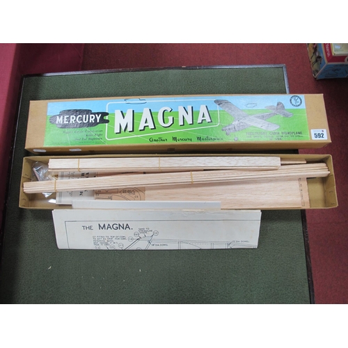 592 - A Mercury Magna Free-Flight Cabin Monoplane Balsa Wood Kit, 38cm wingspan, unchecked for completenes... 