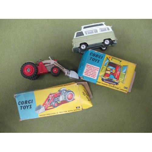 683 - Two Corgi Toys Diecast Model Vehicles, comprising of #53 Massy-Ferguson 65 tractor with shovel, red ... 