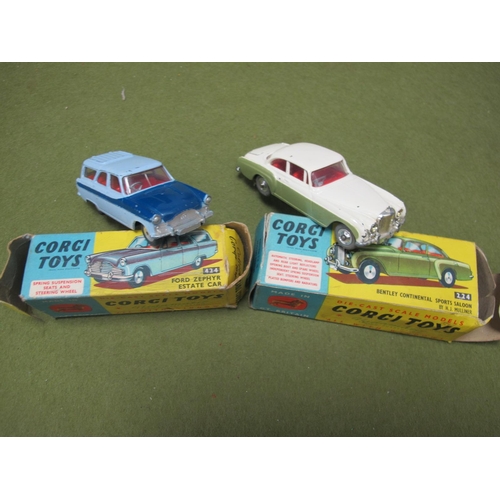 684 - Two Corgi Toys Diecast Model Vehicles, comprising of #224 Bentley Continental Sports Saloon, white o... 