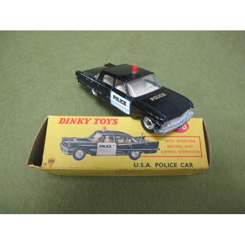 685 - A Boxed Dinky Toys #258 Diecast Model U.S.A Police Car, chipping to paint work, aerial missing, mino... 