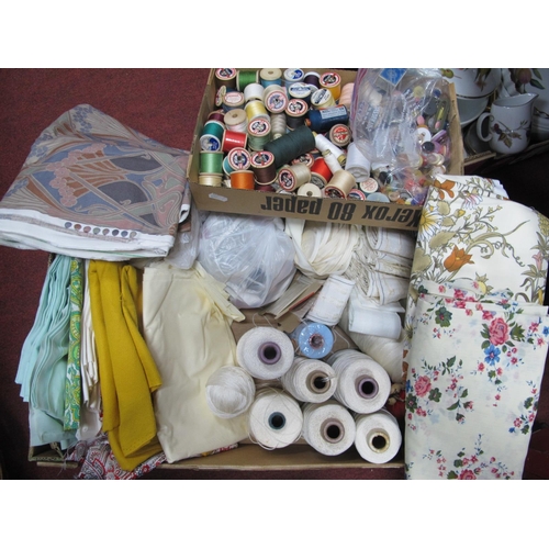 1041 - Sewing Accessories: vintage material including Liberty thread, buttons, zips, curtain tape, patterns... 