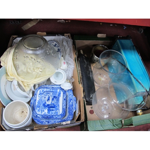 1042 - A Chinese Turquoise Lamp, ceramics, glassware, etc:- Two Boxes.