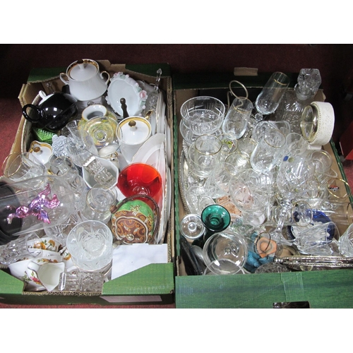 1046 - Glassware, teapot, plates, etc:- Two Boxes.