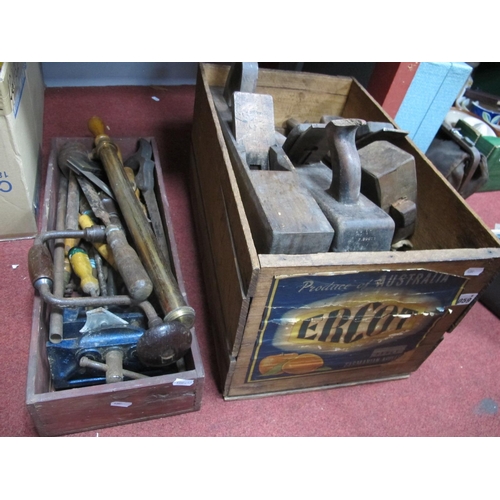 1059 - Tools - chisels, planes, drills, vice, mysto sprayer, other tools:- Two Boxes.