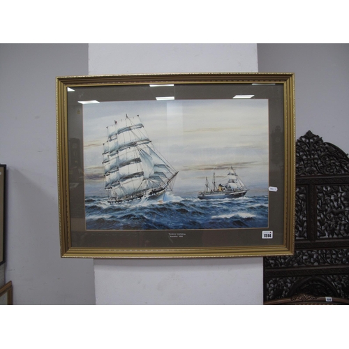 1514 - G.P Wiseman (Contemporary) *ARR, Turakina Overtaking Ruadehu 1895, watercolour, signed lower right,... 