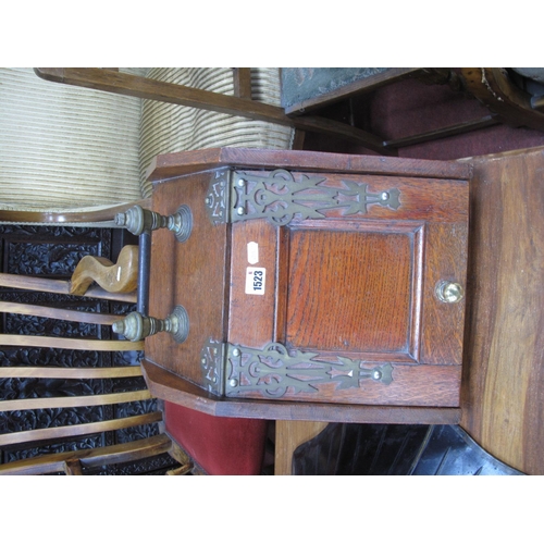 1523 - An Early XX Century Oak Coal Box, with pierced brass elongated hinges, 31cm wide.