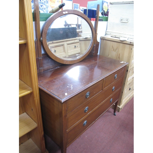 1527 - An Edwardian Inlaid Dressing Table, with oval mirror, tapering supports, two short drawers, two long... 