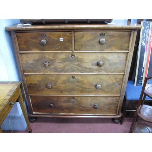 1601 - A XIX Century Mahogany Chest of Drawers, two short drawers, three long drawers, on bun feet, 124cm w... 