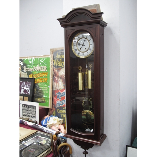 1608 - James Stewart, Armagh, Northern Ireland, Vienna Style Double Weight Wall Clock, with a domed top, ci... 