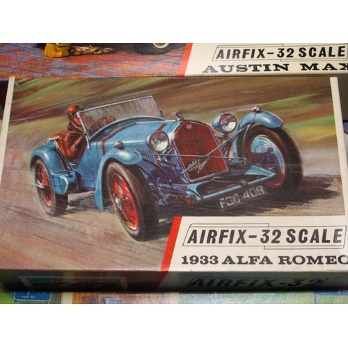 413 - Five Airfix 32 and 24 Scale Plastic Model Kits, comprising of Austin Maxi (53), 1933 Alfa Romeo (52)... 